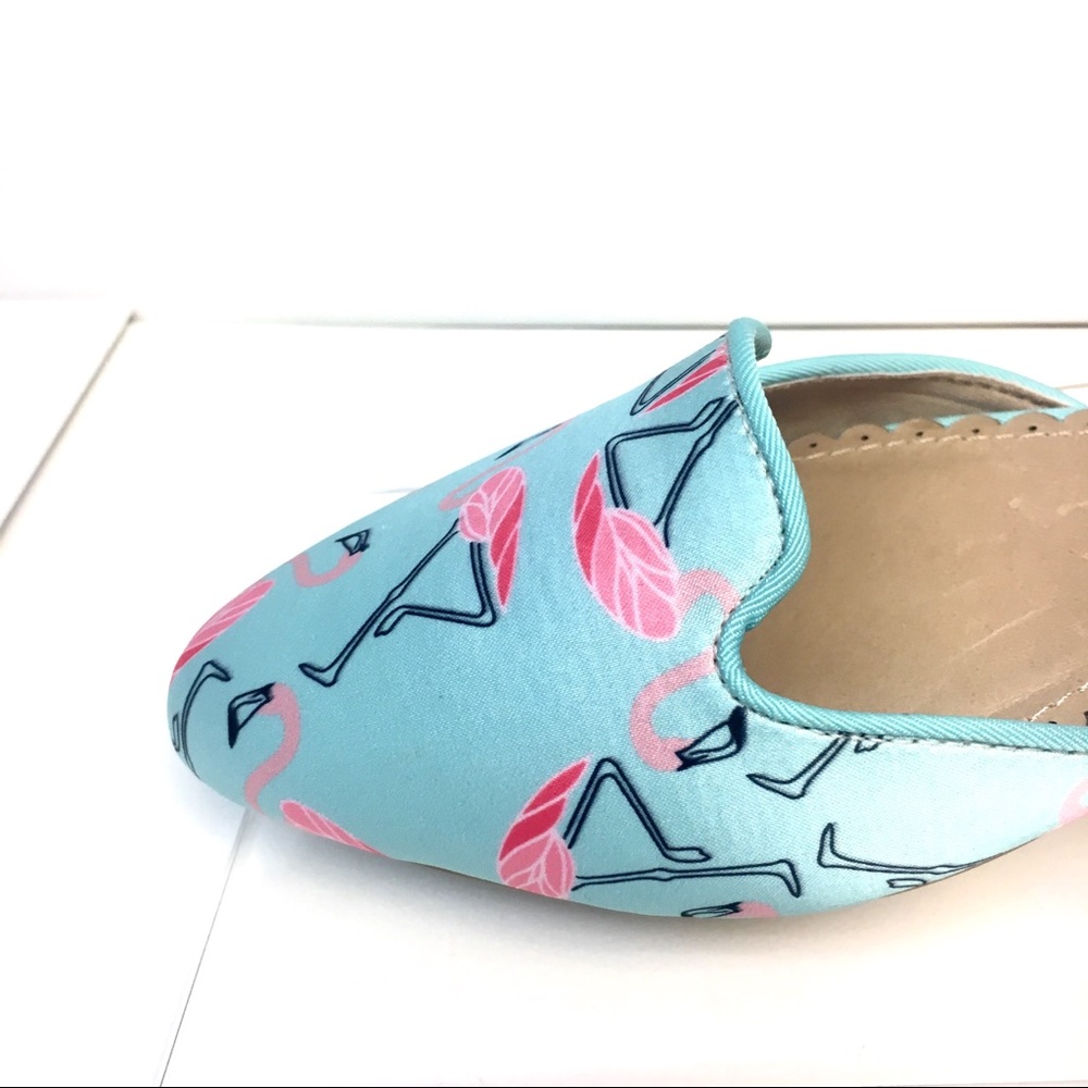 Flamingo Print D’Orsay Flats Rounded Toe - Picture 4 of 8